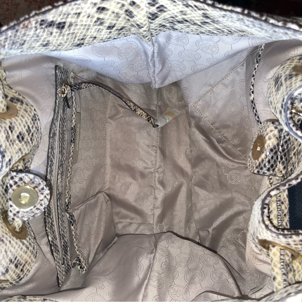 MICHAEL KORS Python Embossed Leather Ring Handle … - image 4